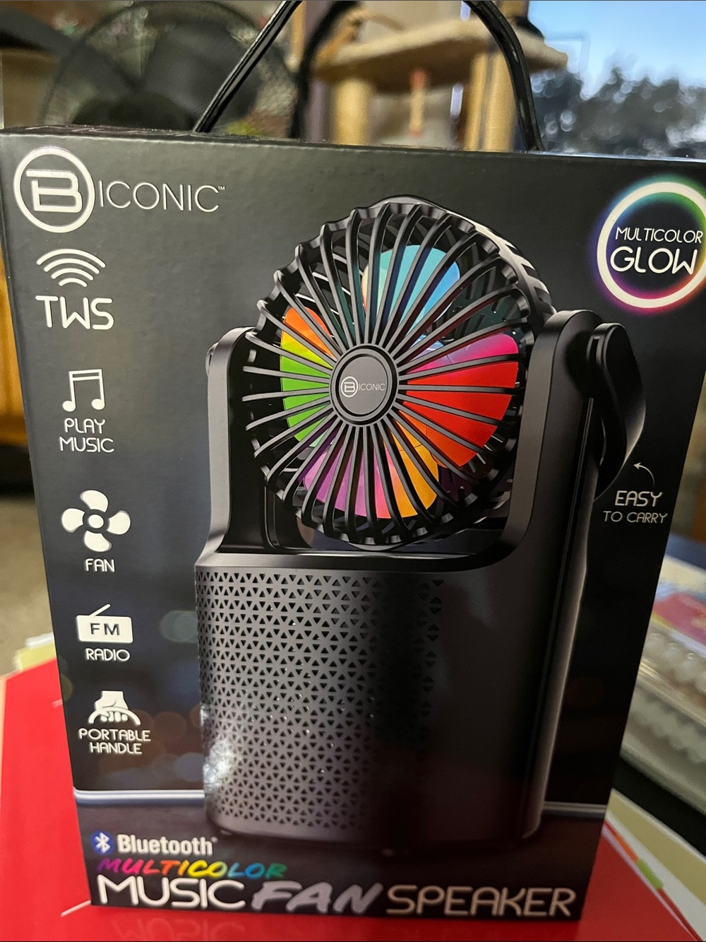 Bionic Multicolor LED Portable Music Fan Speaker - Black